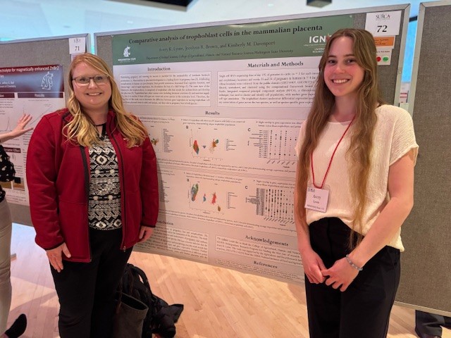 Two student pose with their posterboard spelling out their research with graphs and paragraphs at the Top Scholars Science and Research Fair.