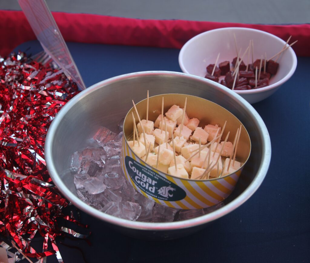 Cougar Gold cheese samples in an official Cougar Gold can sit atop a bed of ice on a hot day, waiting to be snatched up and taste-tested at Crave Festival.