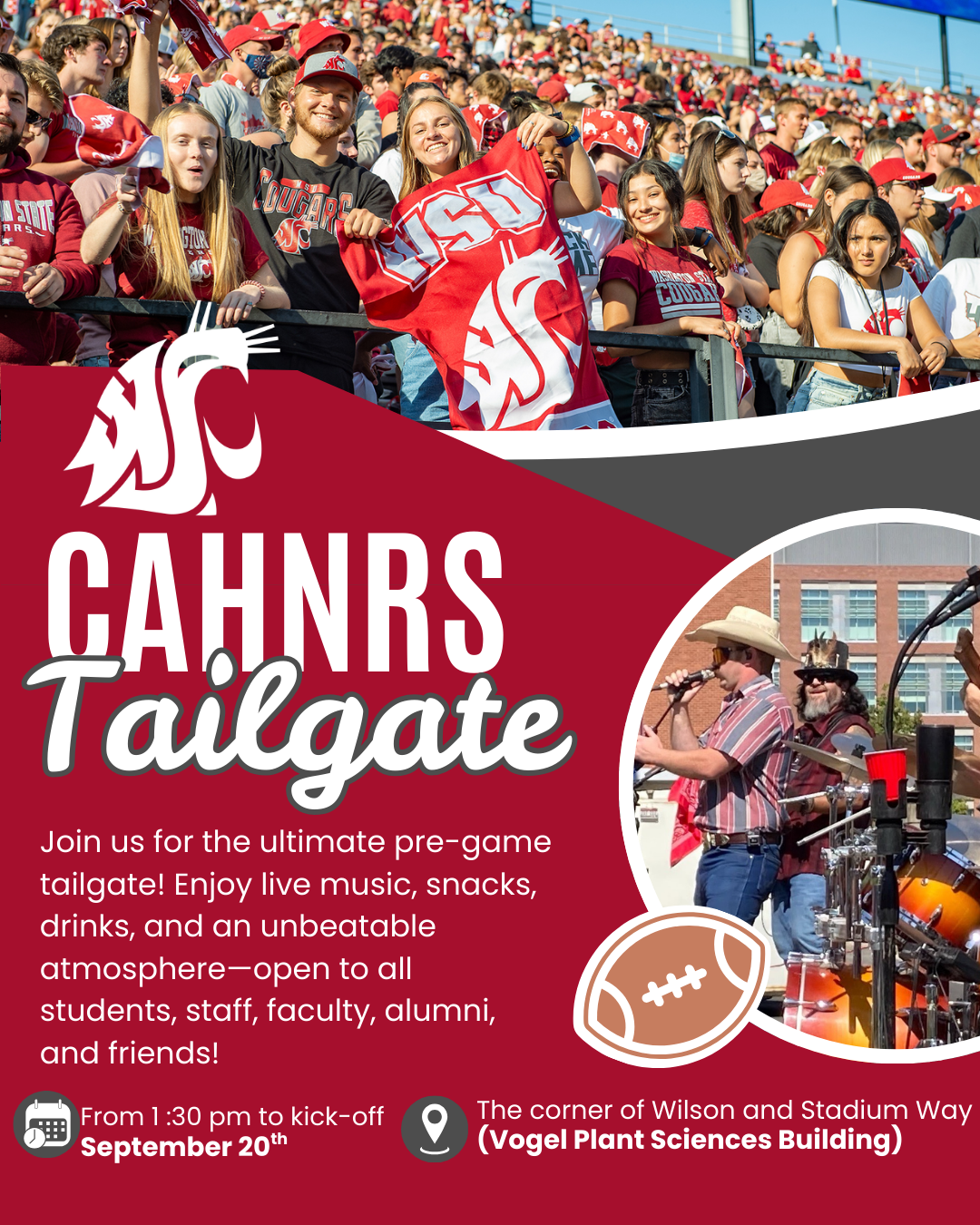 A flyer for the CAHNRS Tailgate that says "Join us for the ultimate pregame experience"