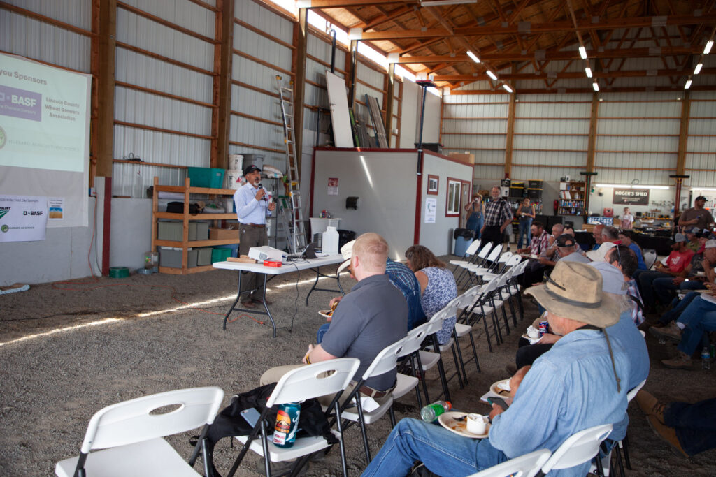 Dr. Raj Khosla speaks to attendees of the 2026 Wilke Farm Field Day.