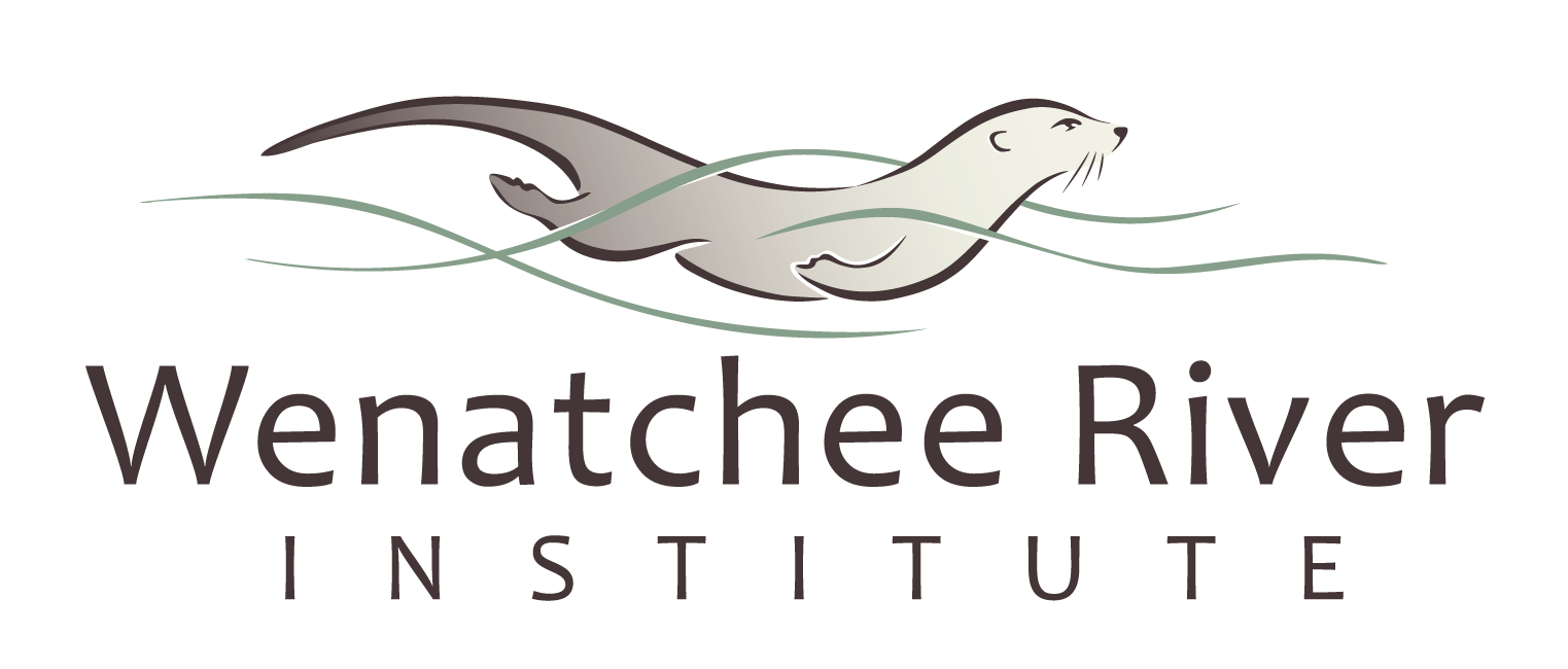 Black logo of Dishman Hills Conservancy, featuring a moose and pine trees