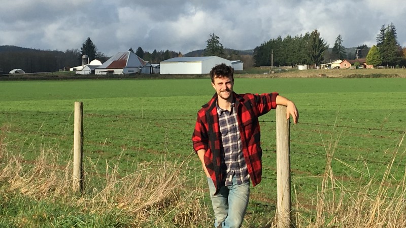 Evan Mulvaney, participant in the upcoming Cascadia Grains Conference, grows field peas, wheat, barley and rye on his farm near Montesano.