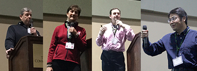 Composite image of researchers speaking at the convention.