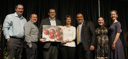 Group photo, posed with Dean and award gift.