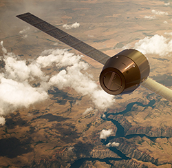 3D rendering of a satellite orbiting the earth