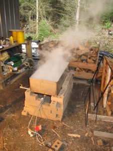 A setup for boiling maple syrup