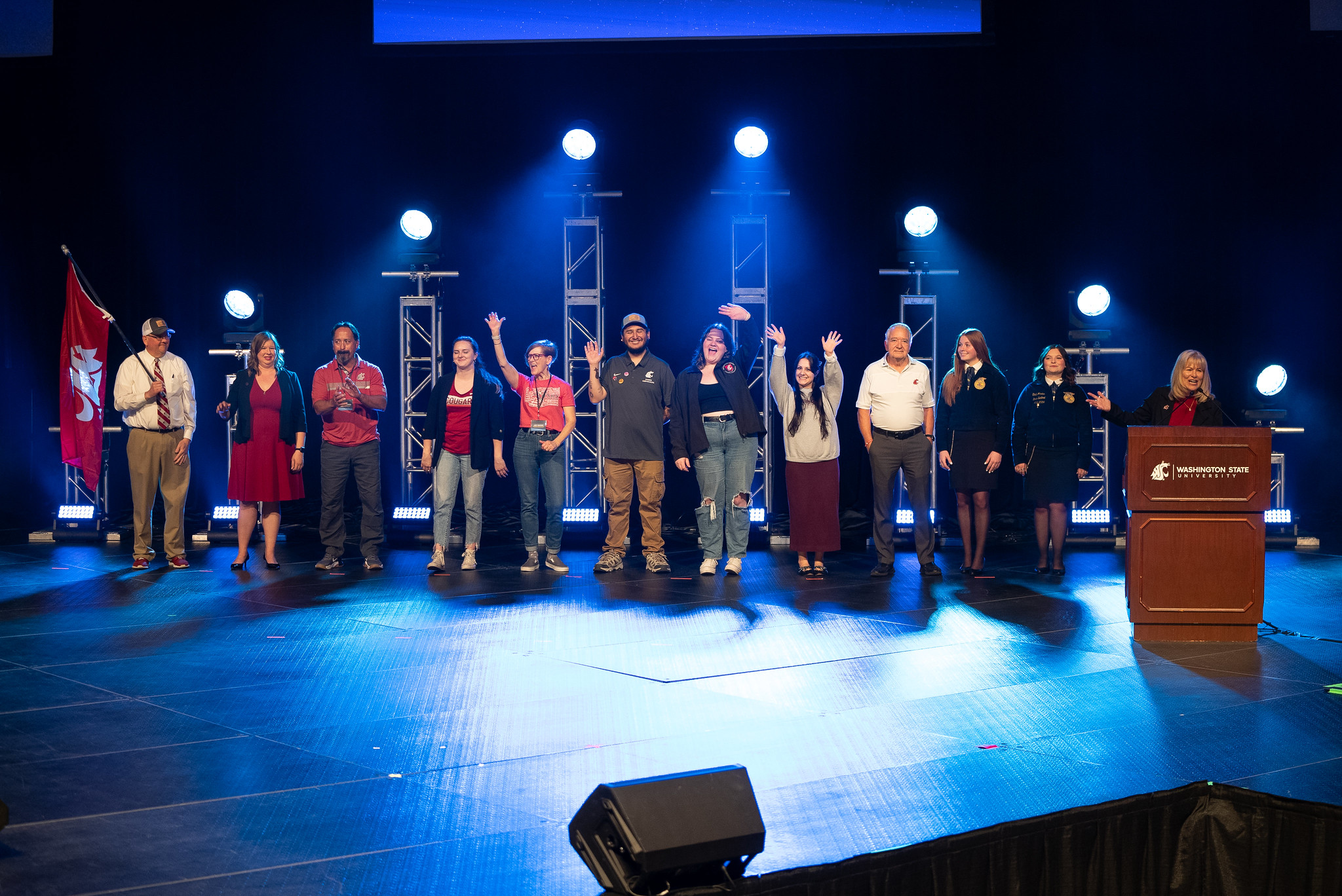 Group of people on stage at the FFA Convention.