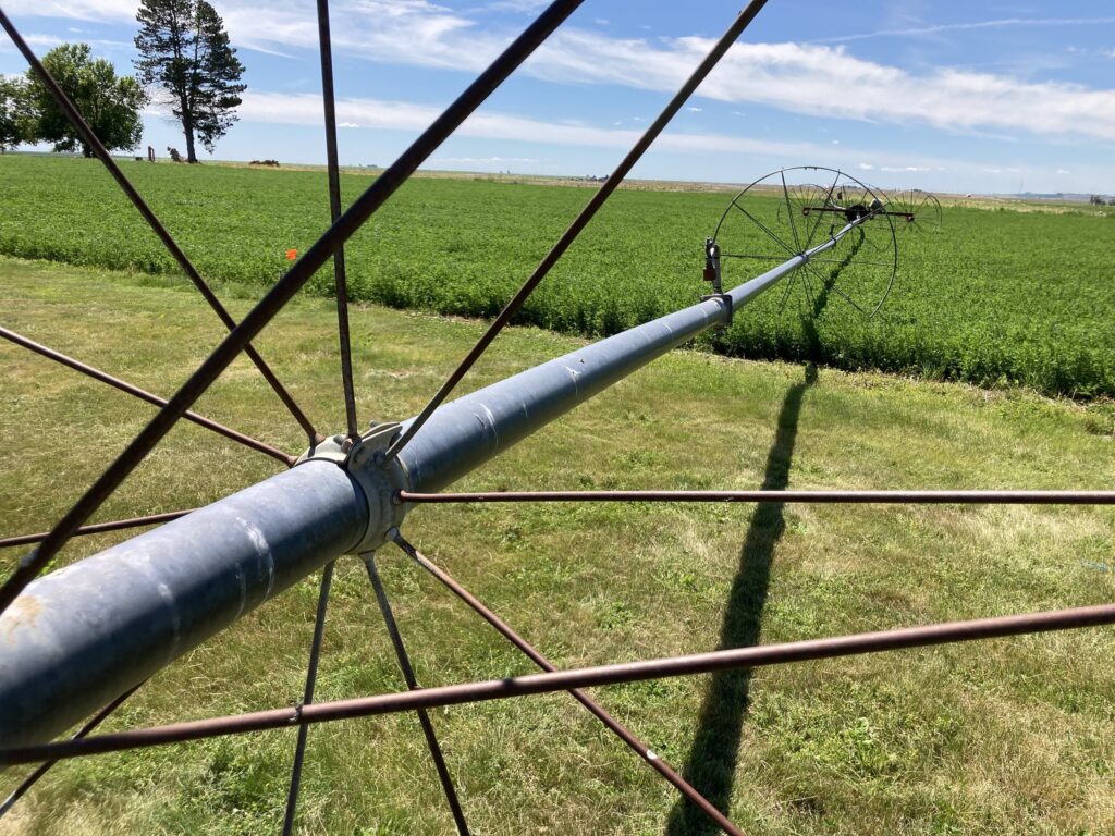 Irrigation pipe and. wheel