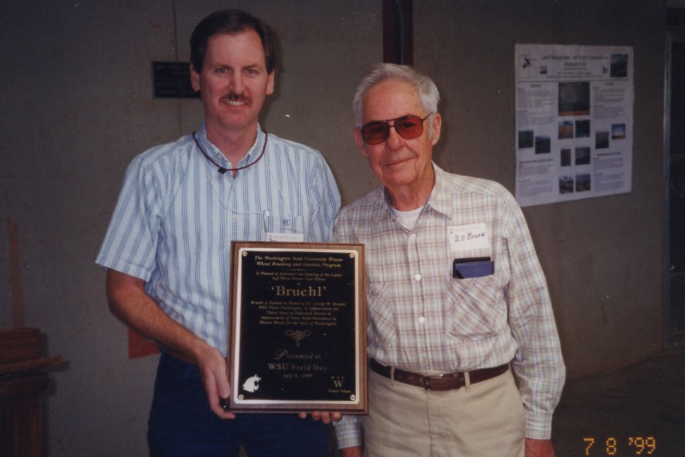 "Bruehl" commemorative plaque with Tim Murray and George Bruehl.