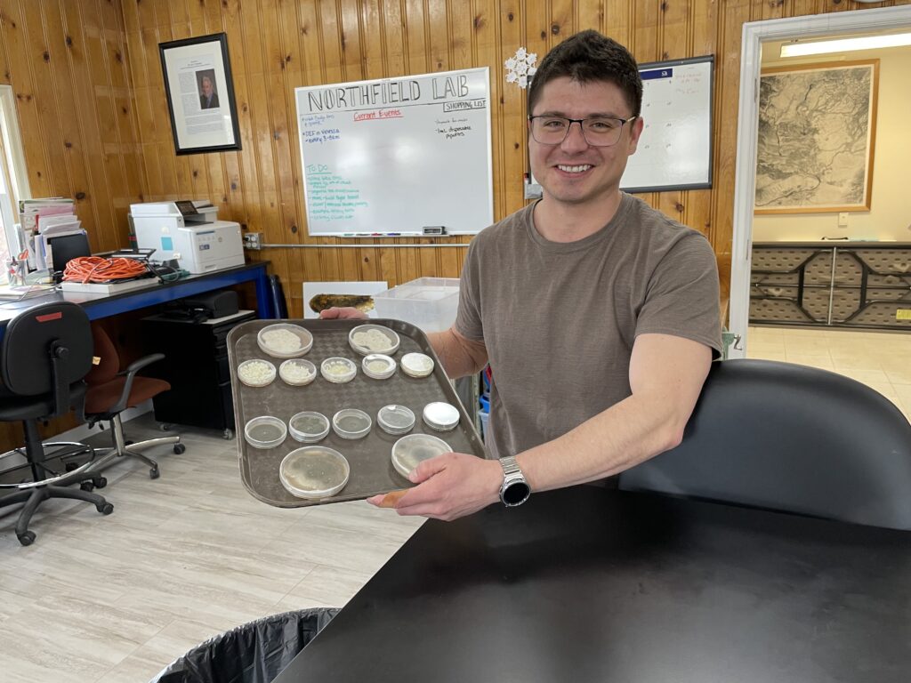 Cesar with fungi in Northfield Lab