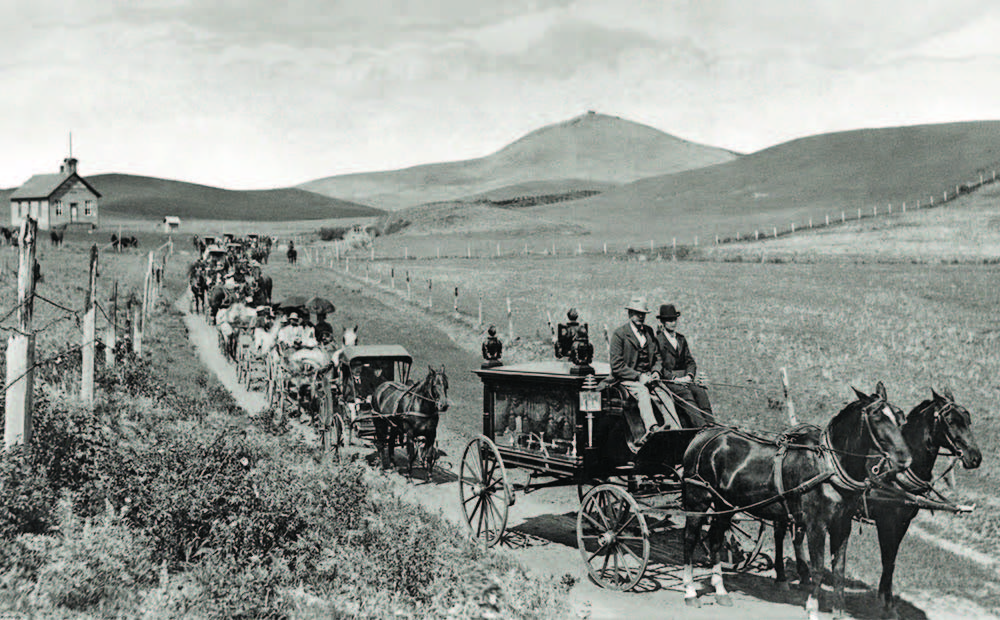 Funeral procession for James Cashup Davis in 1896.