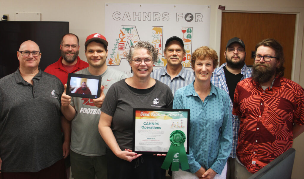 Group photo: CAHNRS Operations team with Seed award