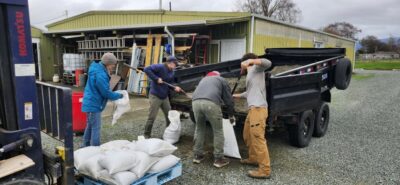 Filling sandbags at NWREC