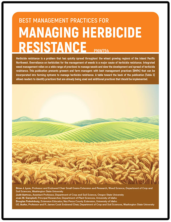 The cover of the book on managing herbicide resistance with graphic of a wheat field.