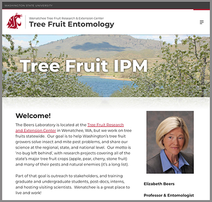 Website home page entitled Tree Fruit IPM.