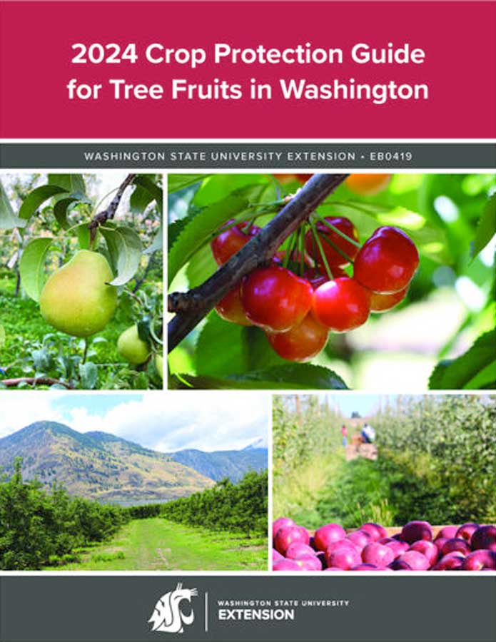 Colorful publication cover showing apples, pears, cherries, and an orchard.