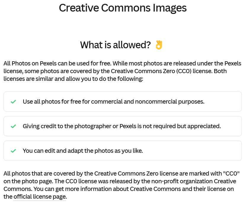 what is allowed using Creative Common Images