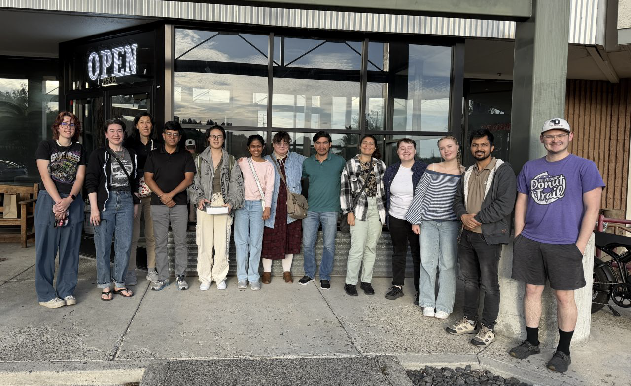 2026 Ganjyal Lab team standing in front of a building