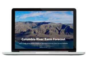 Laptop with website screenshot superimposed, says, Columbia River Basic Forecast.