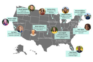 US map with faces and illegible names overlays.