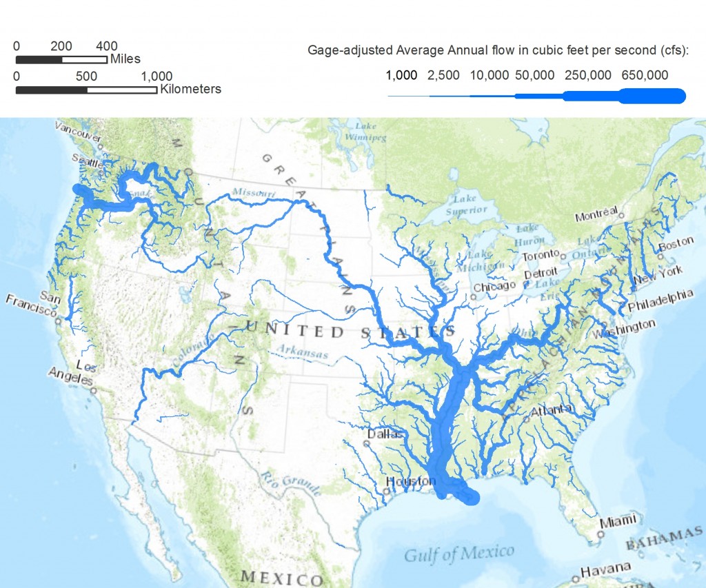 Map of US rivers