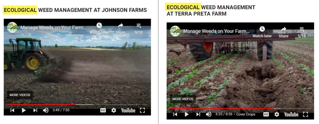 Screenshots of video clips about tillage