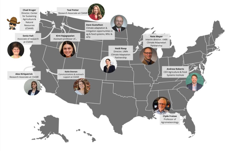 US map with locations where all project team members listed above are located.