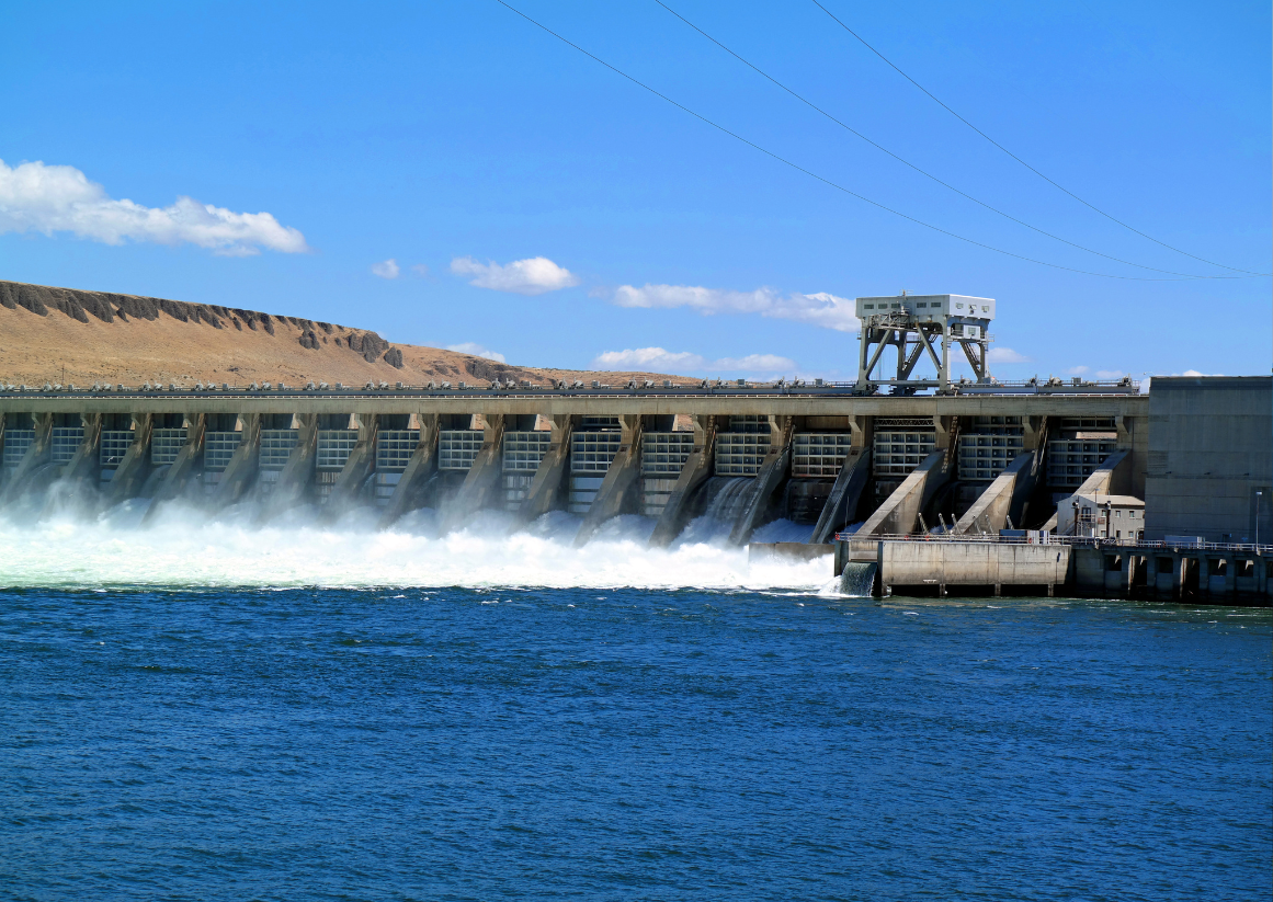 Columbia River Dam in a sunny day.