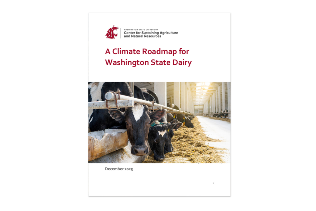 Report cover says A Climate Roadmap for Washington State Dairy.