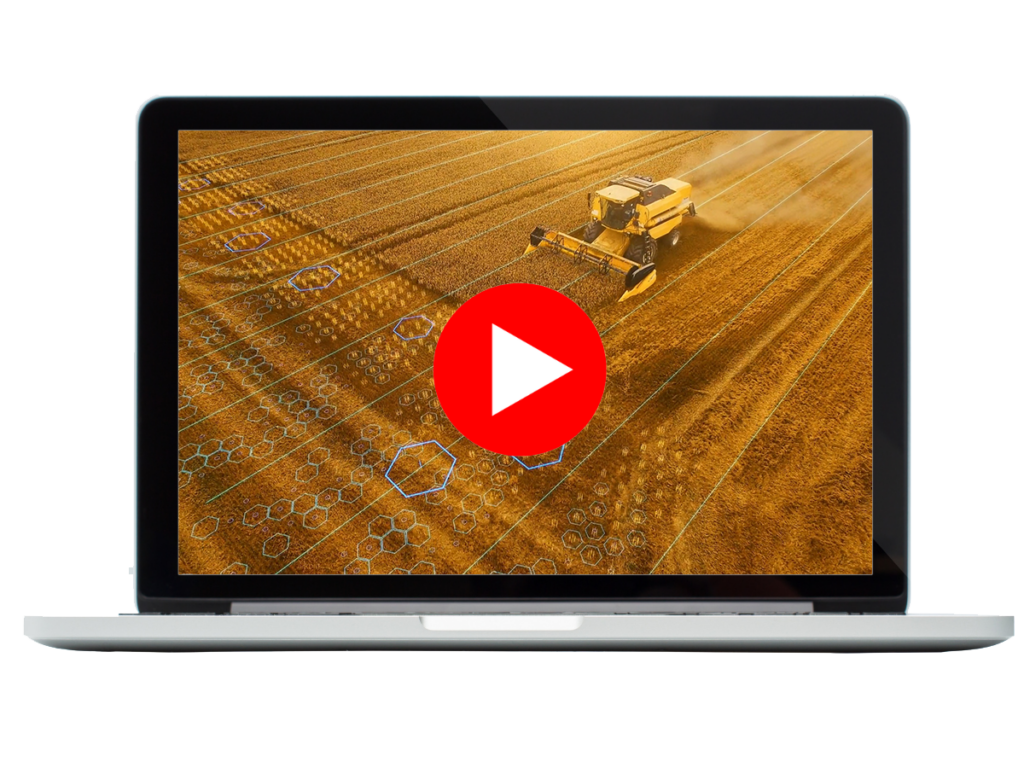 Laptop with play button for paused video.