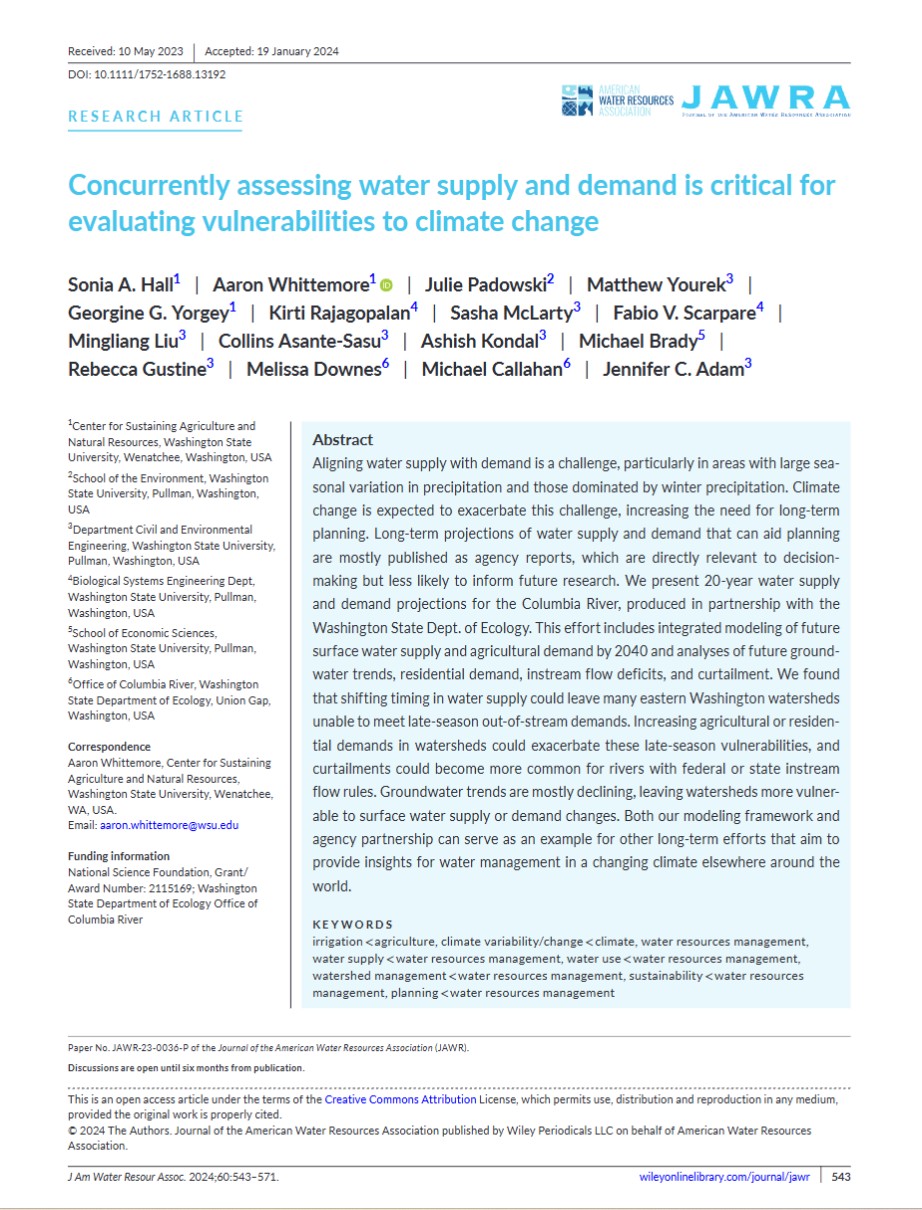 Concurrently Assessing Water Supply and Demand Is Critical for ...