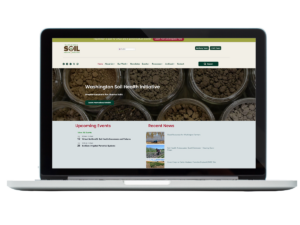 WaSHI website screenshot superimposed on laptop image.