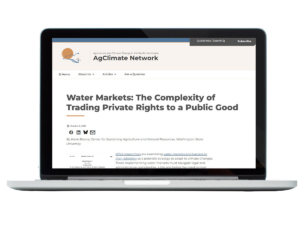 Illegible blog post screenshot superimposed on laptop.