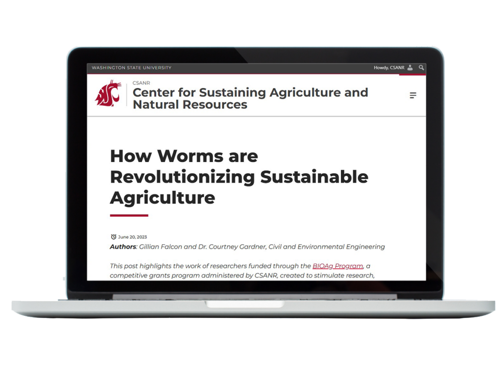 Laptop with screenshot of blog post superimposed.