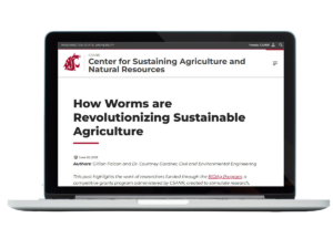 Laptop with screenshot of blog post superimposed.