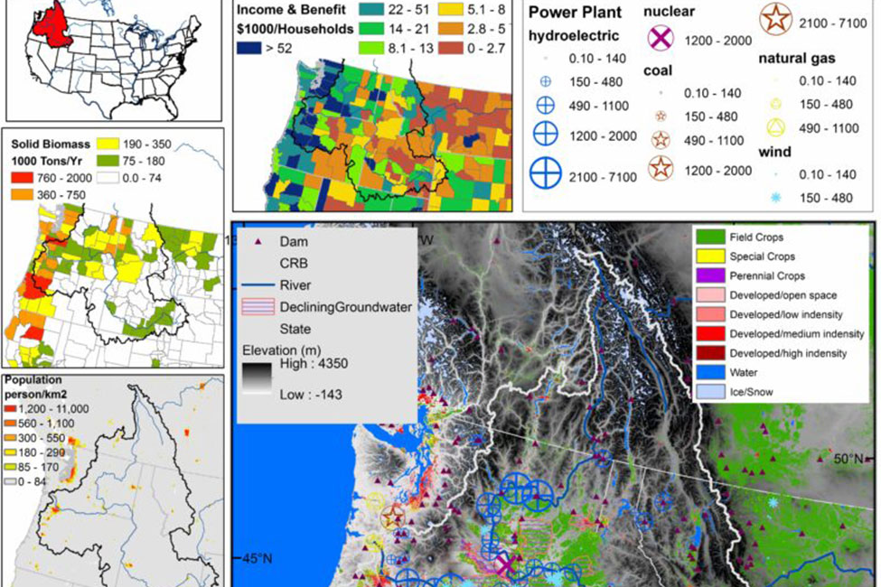 Colorful maps showing illegible data.