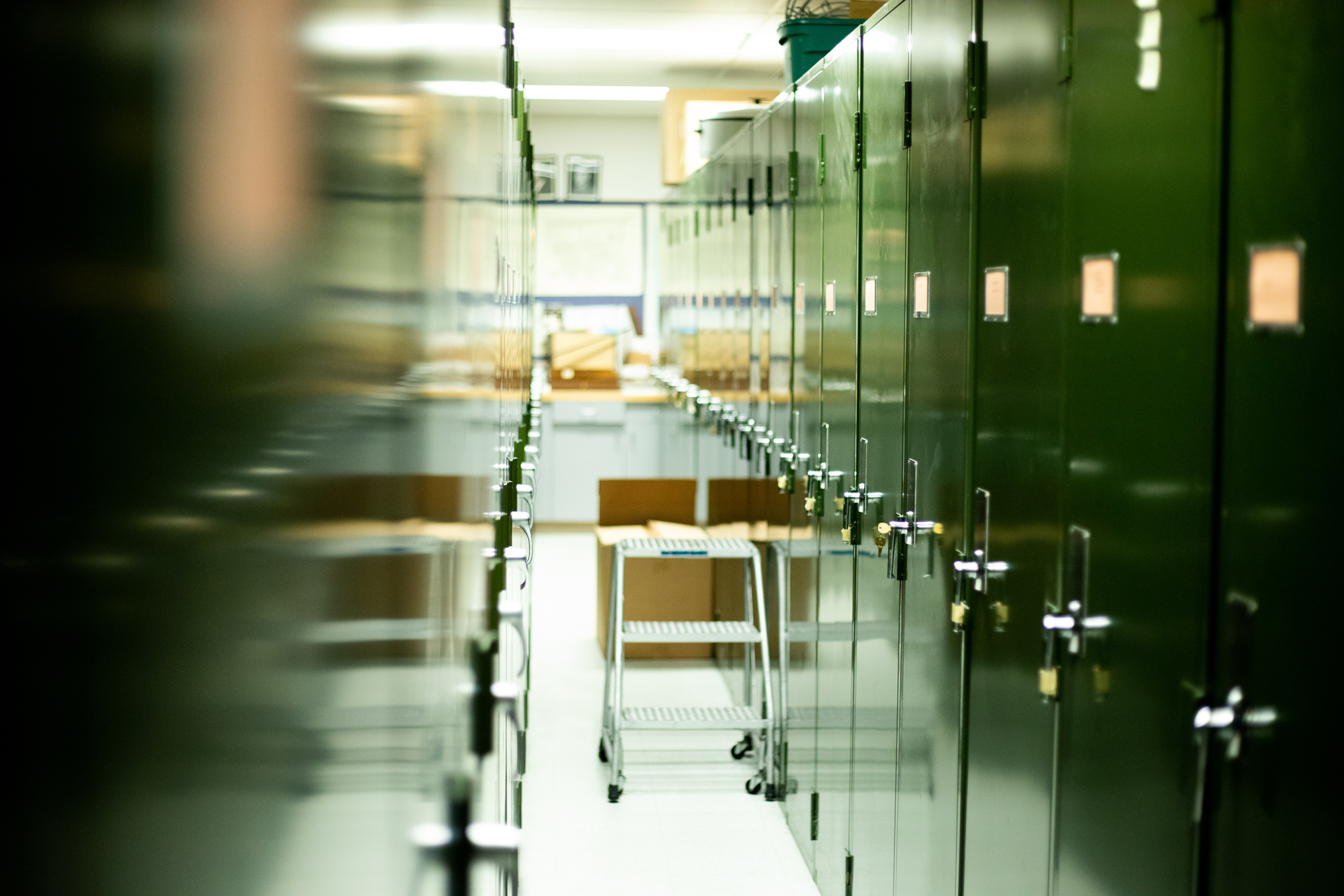 The storage cabinets inside the museum.
