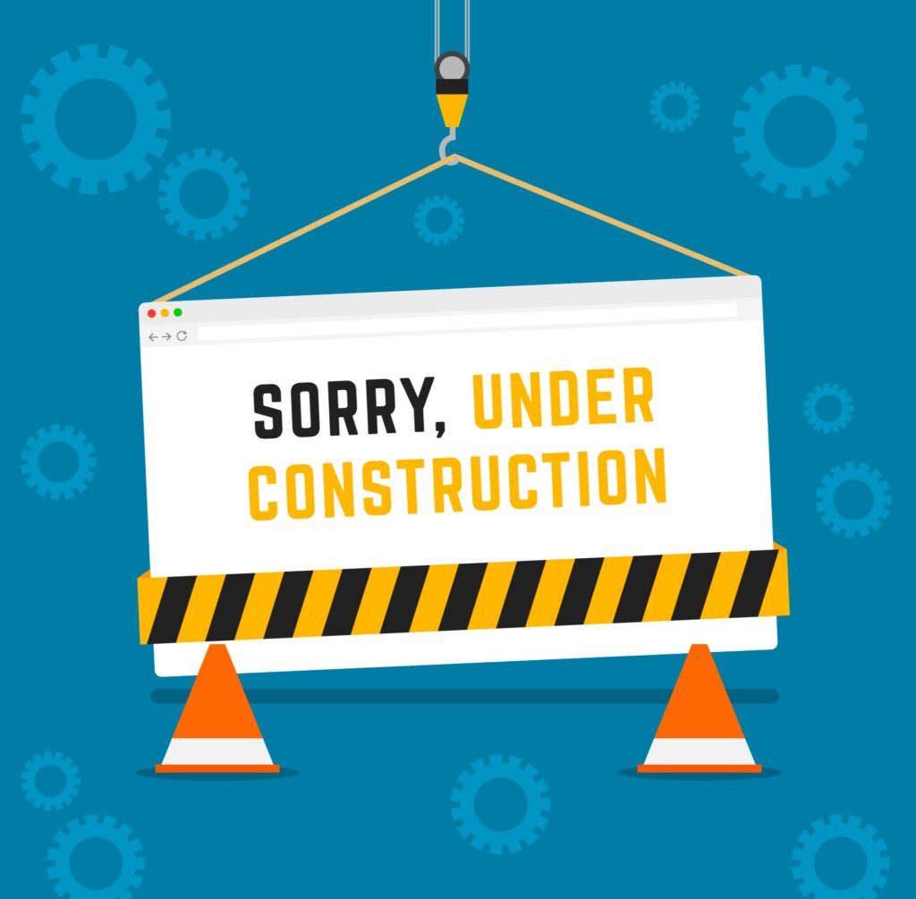 Illustration displaying a message that the page is under construction.