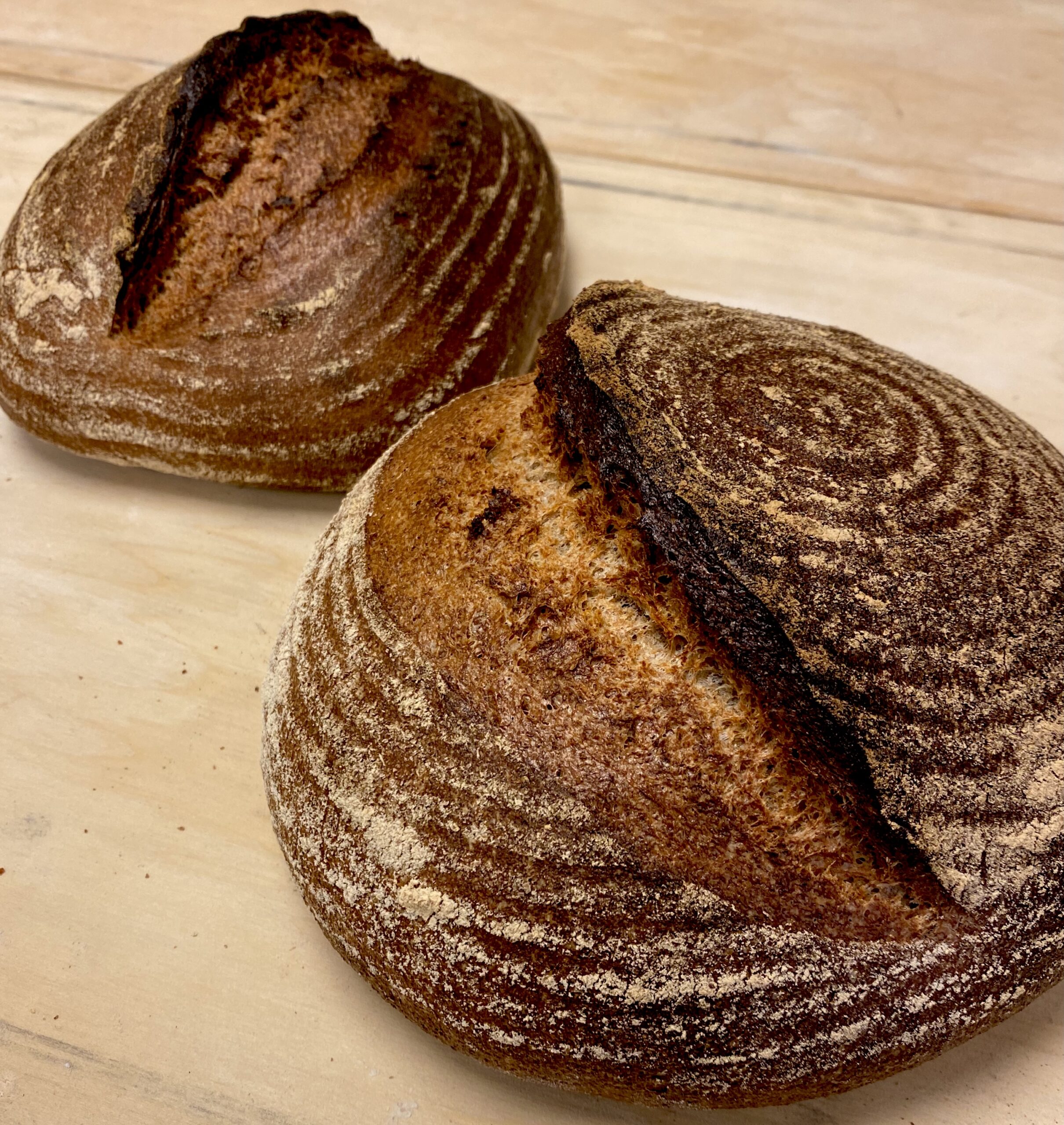 two rustic loaves of bread