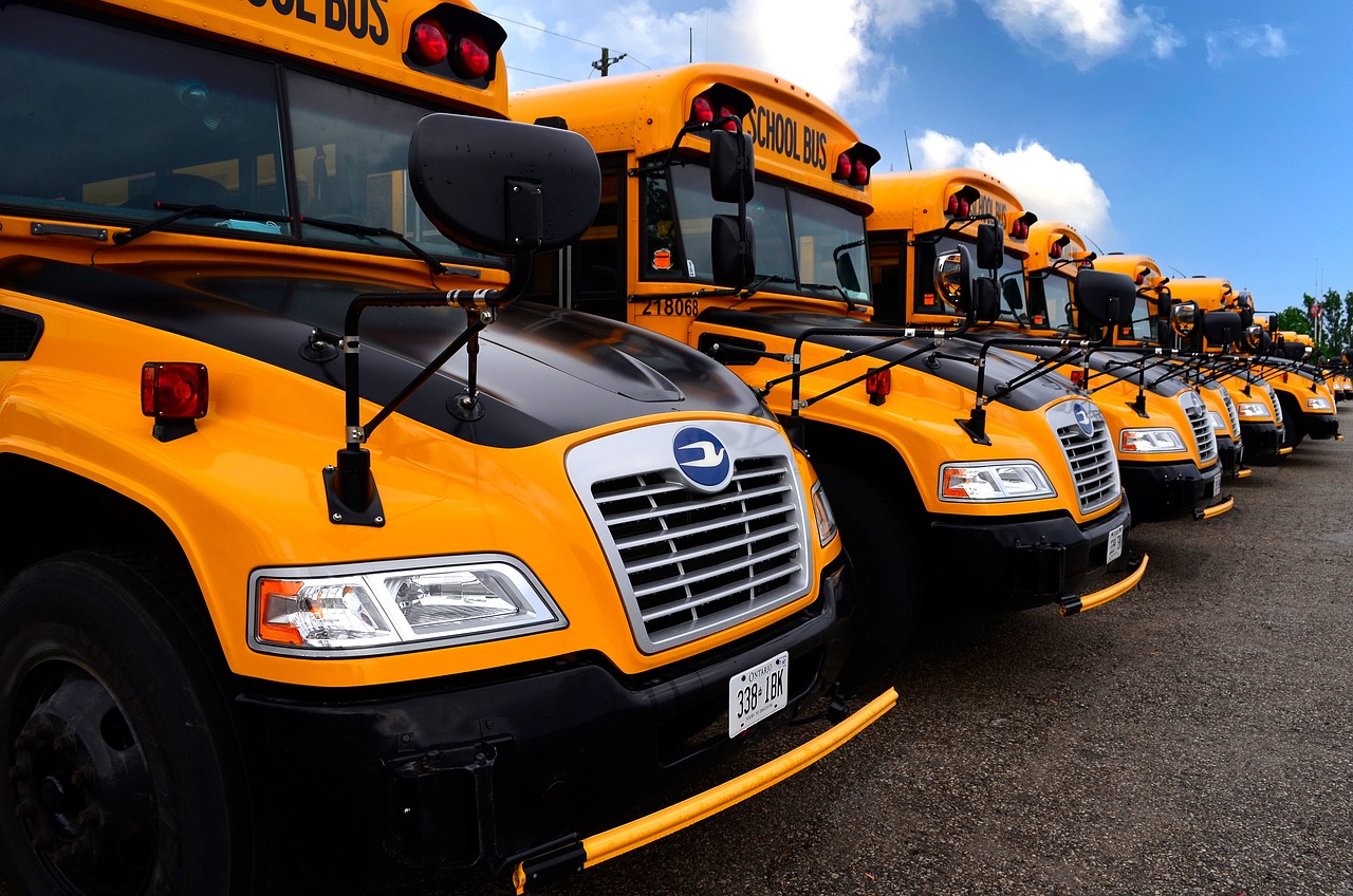 Parked school buses 