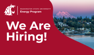 A banner that reads "we are hiring!" with an image of Olympia in the background.