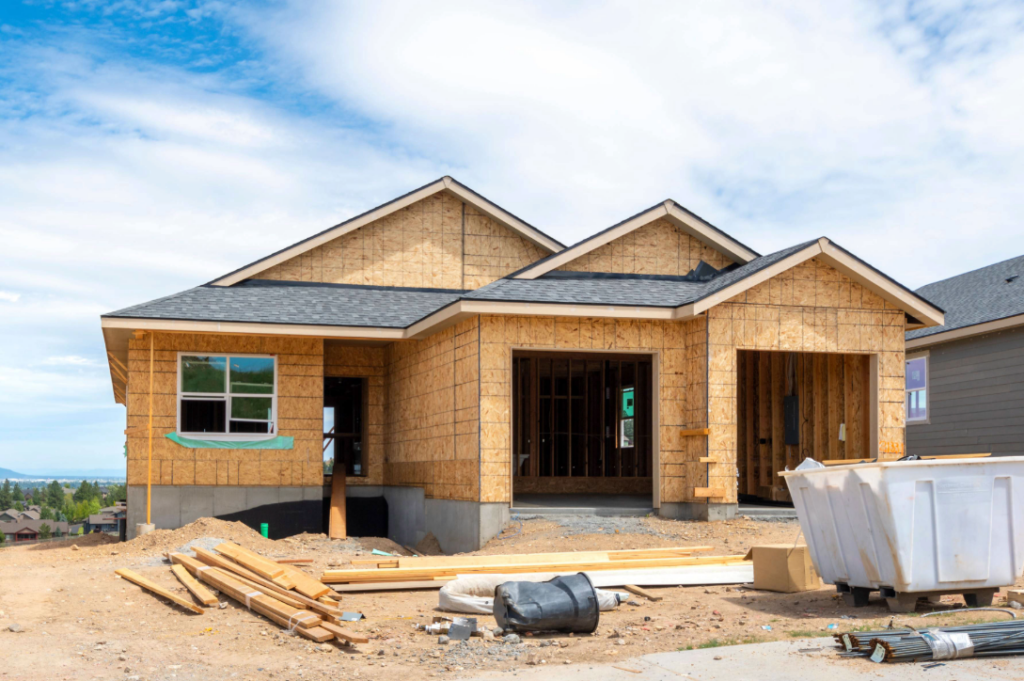 A residential home under construction in Washington
