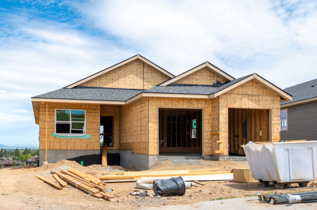 A residential home under construction in Washington