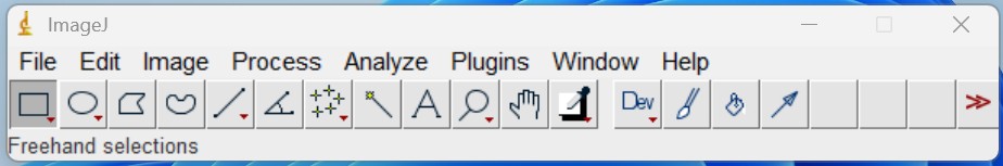 Screenshot of imageJ software toolbar