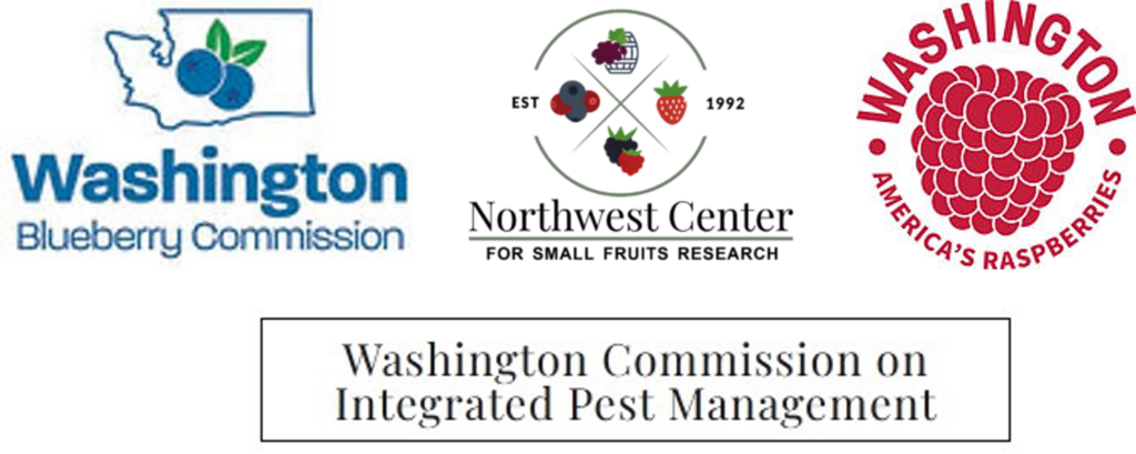 logos for the Washington Blueberry Commission, the Northwest Center for Small Fruits Research, Washington Red Raspberry Commission, and the Washington Commission on Integrated Pest Management
