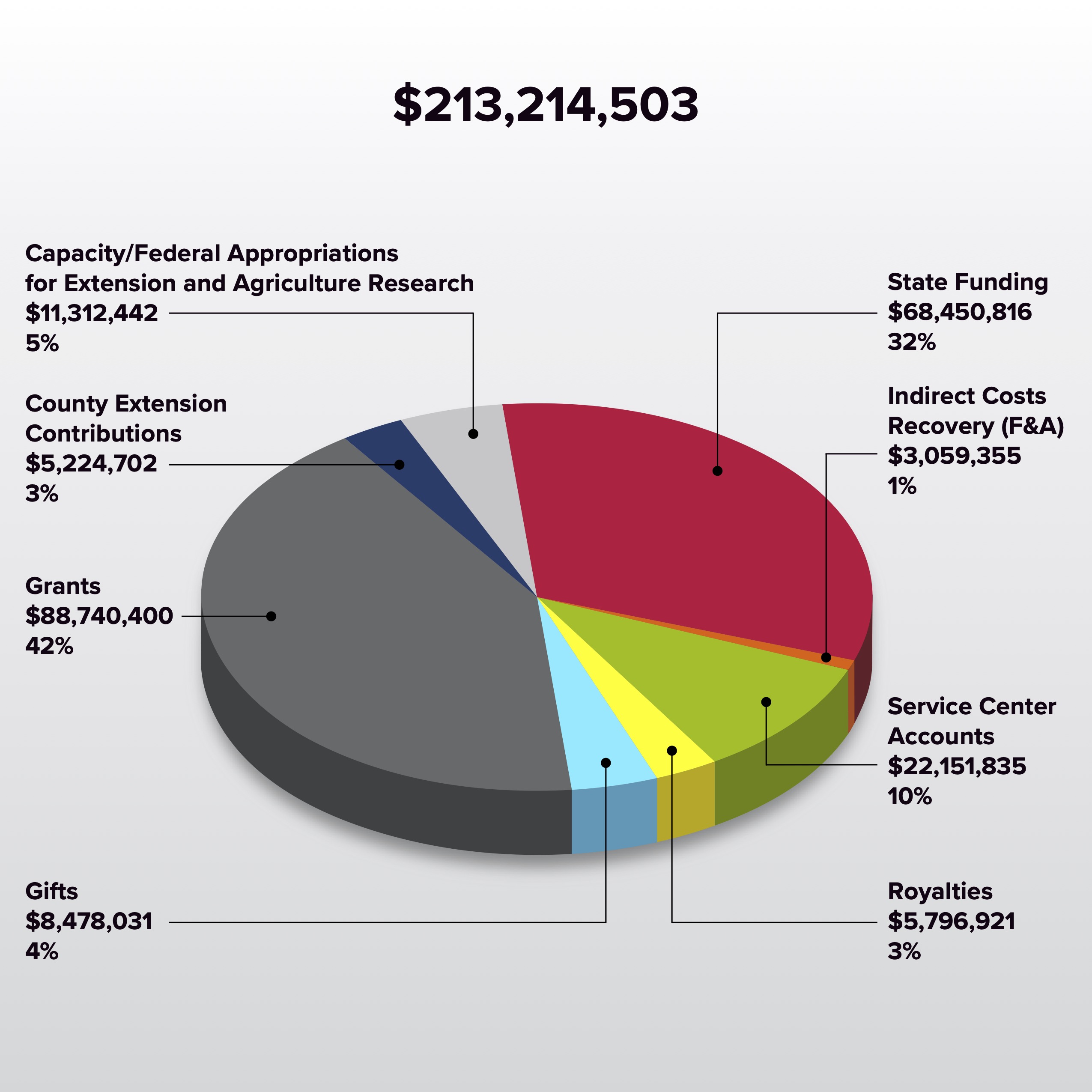 Pie chart containing the data listed below the image.
