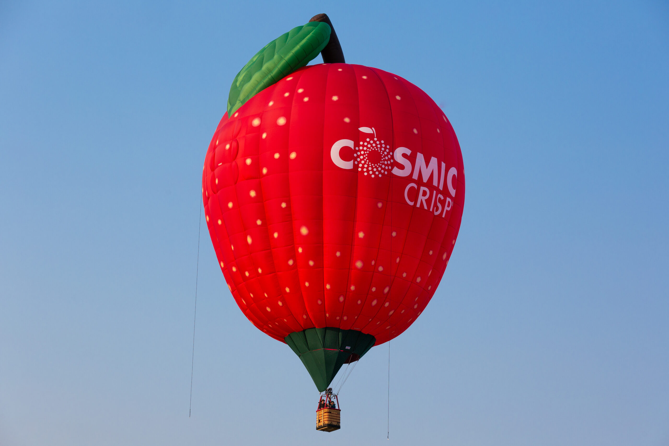 Hot air balloon - shaped like an apple, says "Cosmic Crisp"