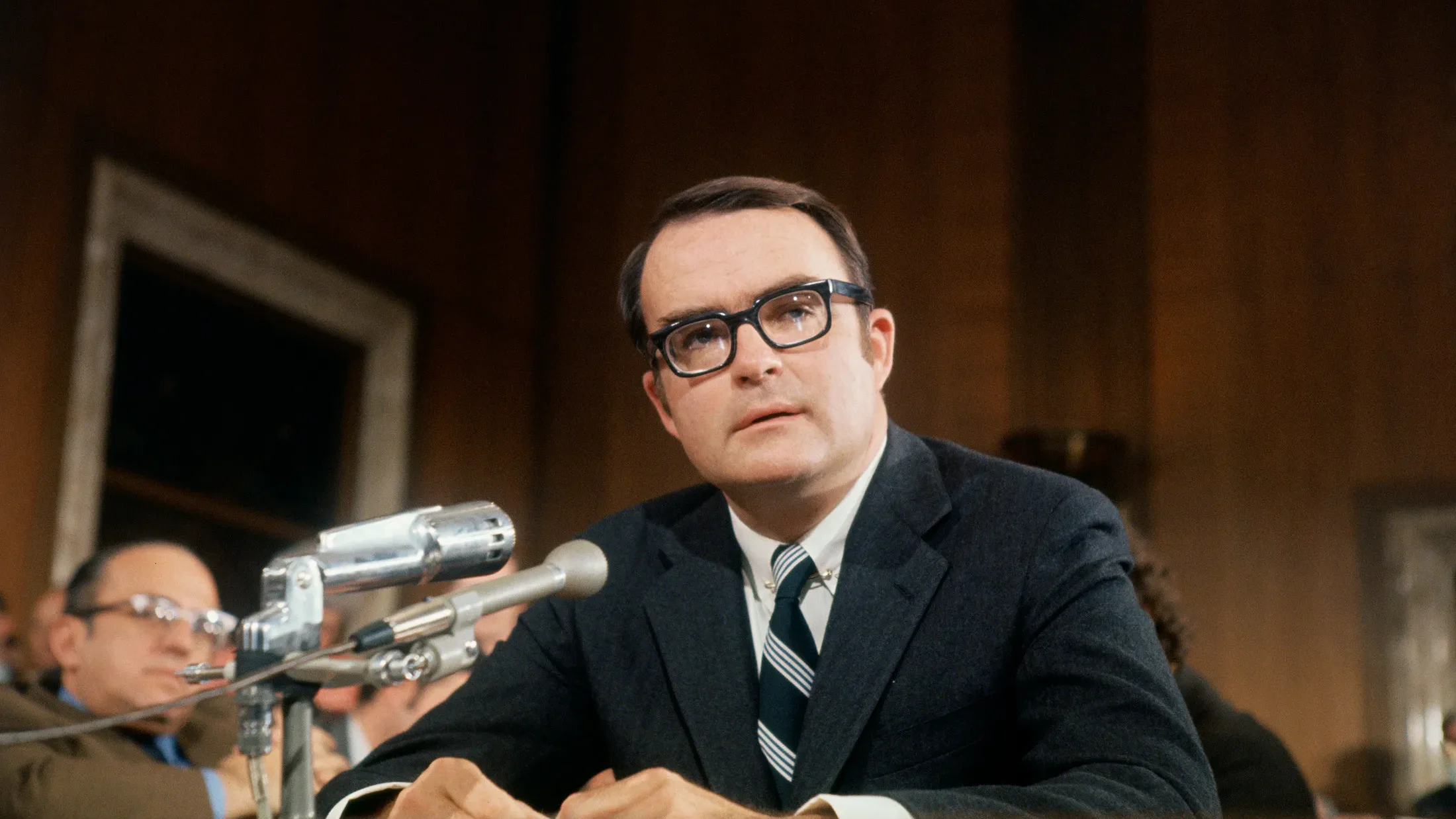 Bill Ruckelshaus speaking in Washington, DC, 1970.