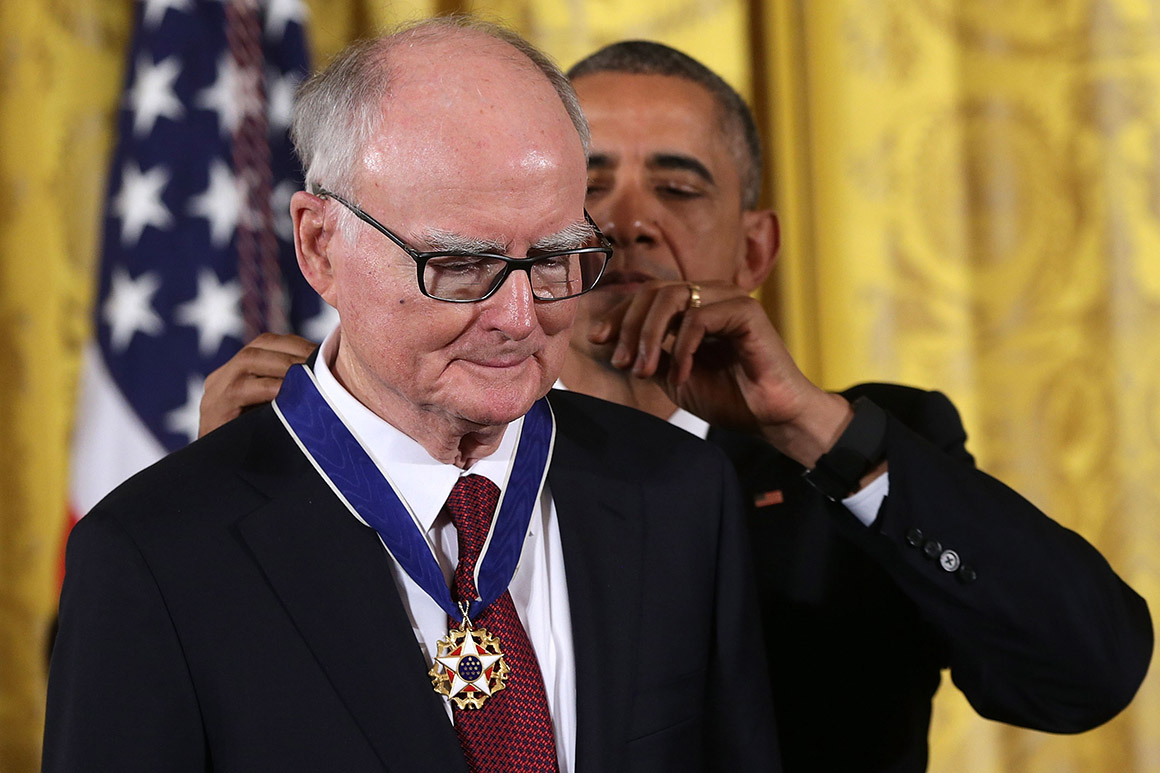 Bill Ruckelshaus receiving the Presidential Medal of Freedom.