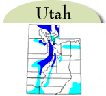 Map of Utah with counties with jointed goatgrass highlighted in blue. 